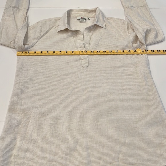 Vineyard Vines striped cream and white linen blend tunic women’s size Medium - Picture 11 of 11